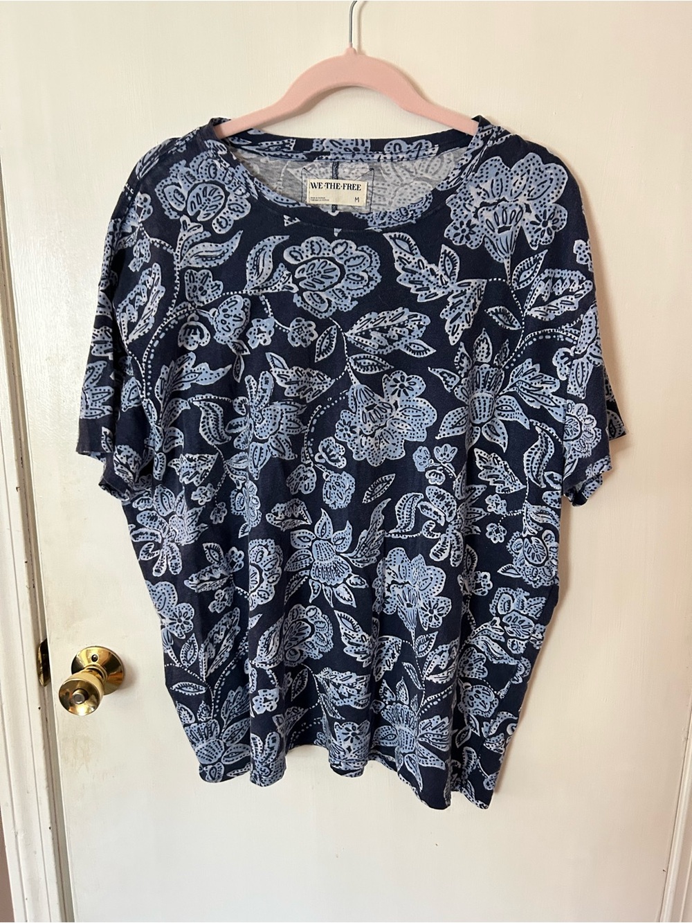 We The Free Navy Blue Floral Short Sleeve Tee